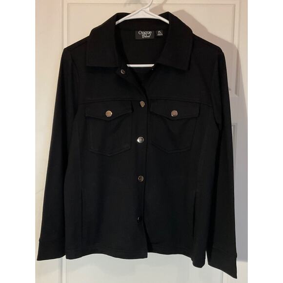 Onque Casuals Jackets & Blazers - Onque Black Cropped Lightweight Longsleeve Button Front Pockets Jacket PL